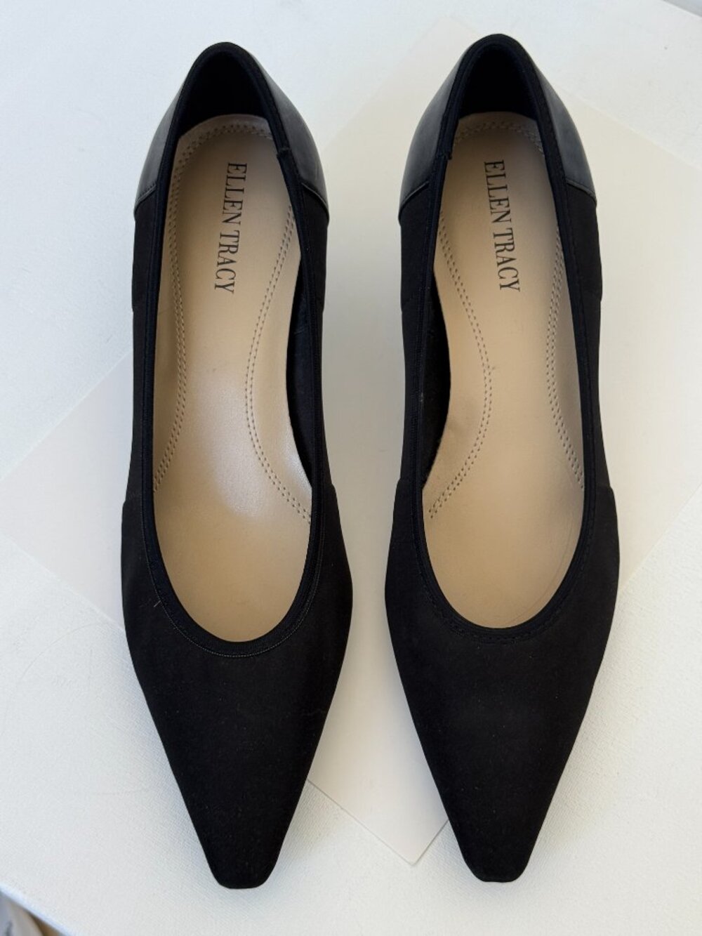 Ellen Tracy Classic Black Kitten Heel Pointed Toe Womens Shoes 8.5 M Like New